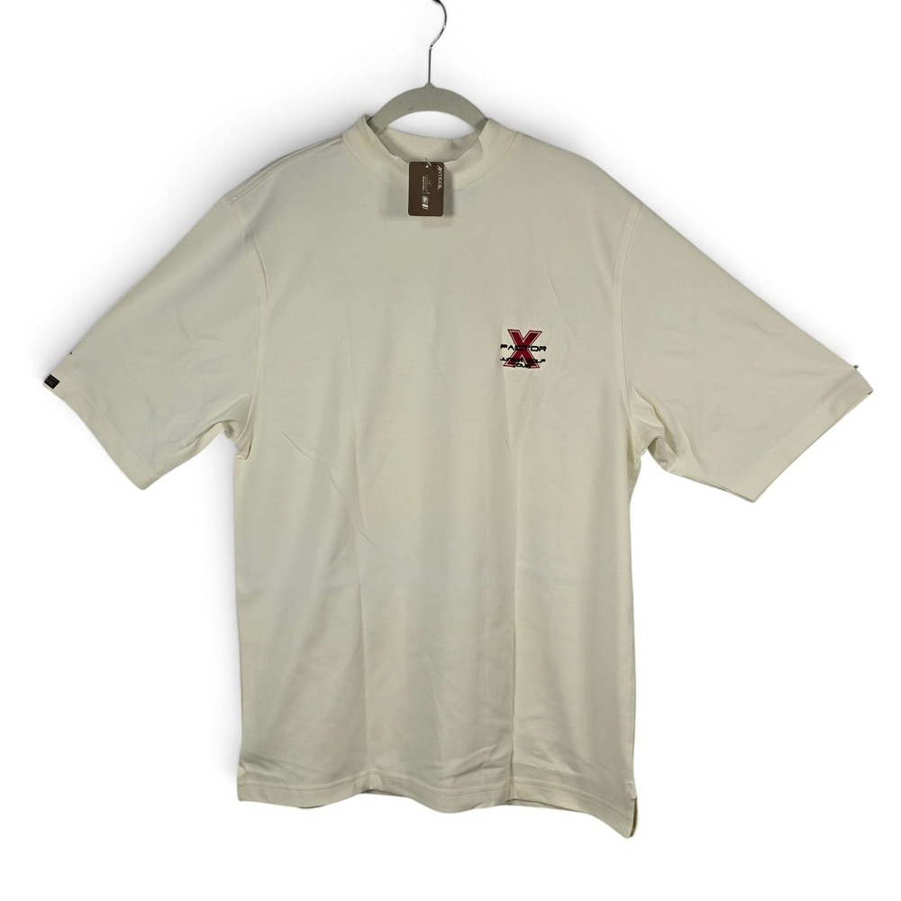 Antigua T-Shirt Men Medium Mock Neck White Desert Dry X Factor Junior Golf NWT